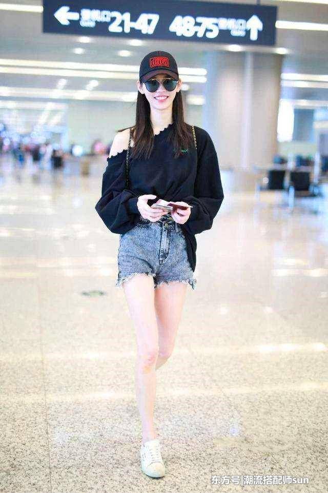 街拍:图1奚梦瑶，长袖搭短裤，只有下半身热?图2女人味十足!