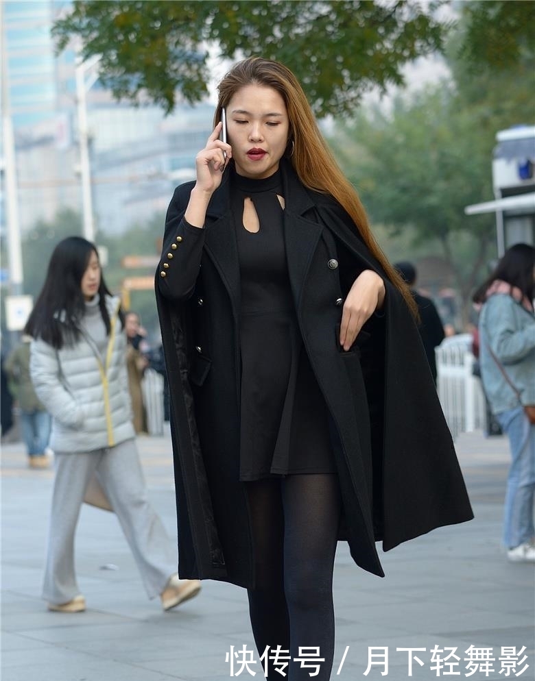  【精致】街拍黑丝黑裙，精致美女，御姐女王范气场超强