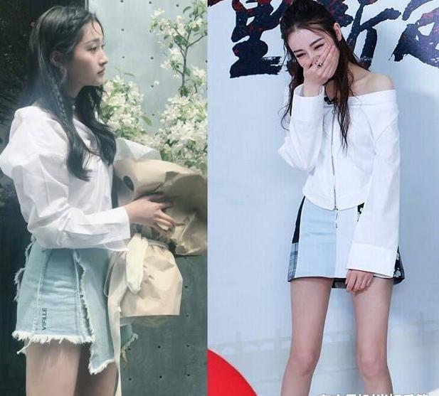 21岁关晓彤和26岁热巴同时撞衫，一个美如女神，一个却像路人