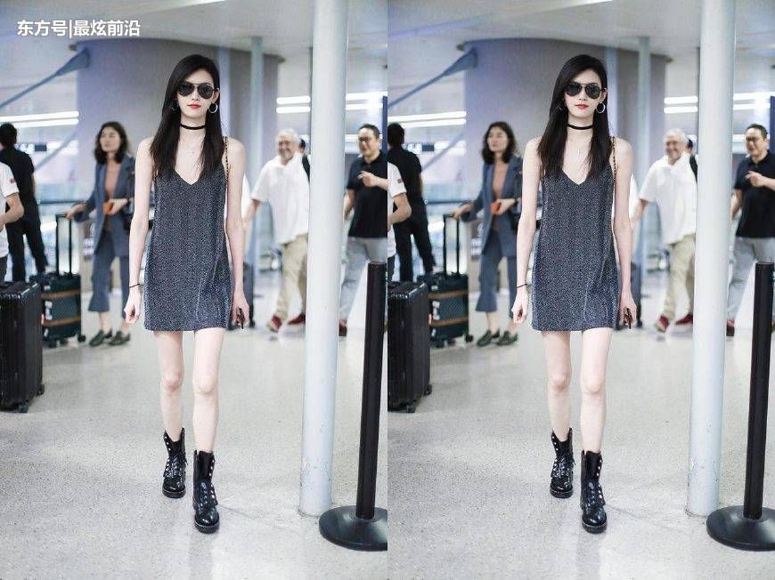 奚梦瑶又来机场秀!一件吊带裙穿出腿长一米八，网友:逼死普通人
