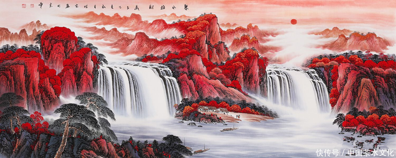 沙发背景墙挂画选什么?手绘国画,居家品位之选