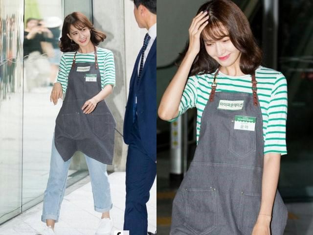 允儿粉色衬衣配牛仔女神范十足，却被鞋子抢镜，网友:鞋品堪忧!