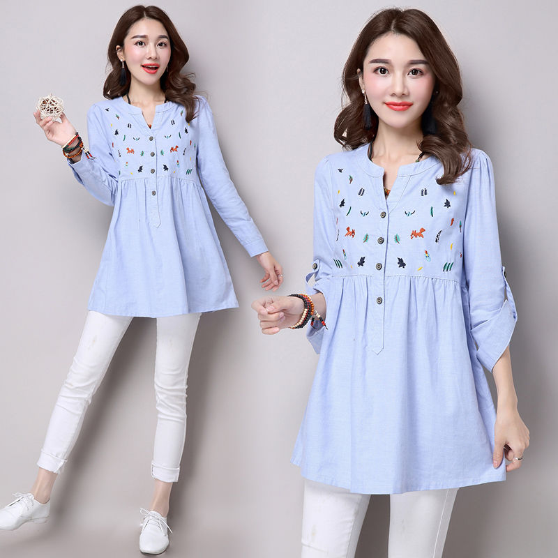 矮个子的女人就是美!穿这些棉麻小衫配短外套，比1米7还好看