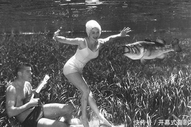 一组老照片:30年代美国摄影师的水中摄影作品旧照,水底搞烧烤?