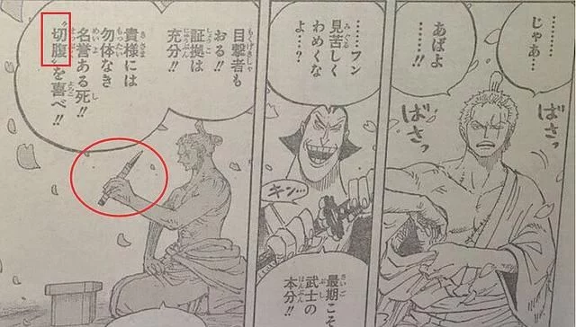 海贼王漫画909话：罗宾变艺伎，弗兰奇变酷，索隆用小刀切腹