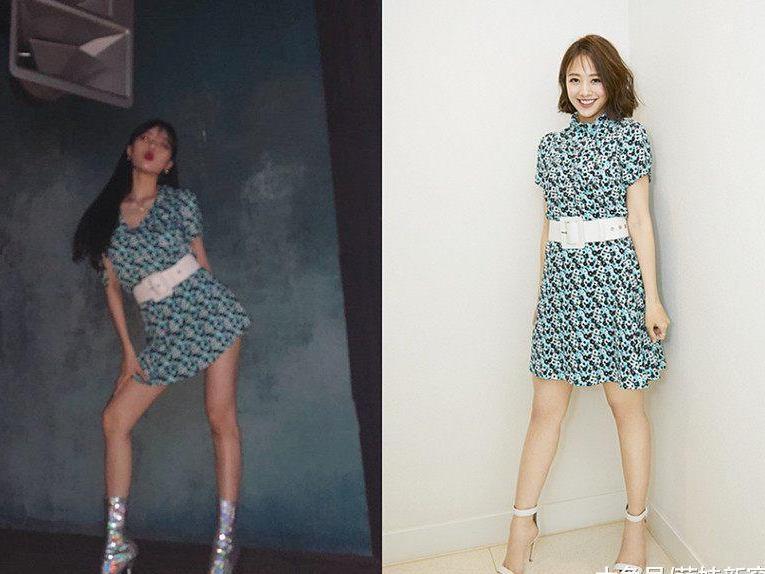 162cm金泫雅与163cm吴映洁, 穿同一条碎花裙, 搭连袜靴更显腿长!