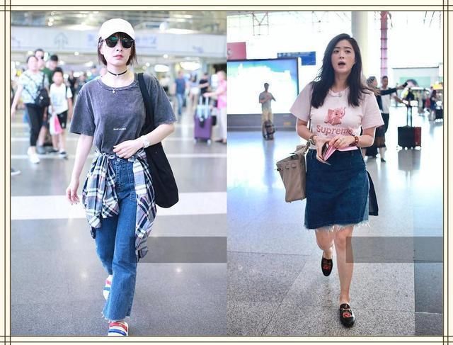 当92斤吴昕和110斤蒋欣同穿T恤衫，网友：凭胸而论微胖真挺好！