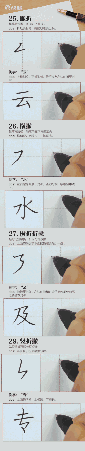  『笔画』32种硬笔楷书基本笔画，手把手教你学（动图）