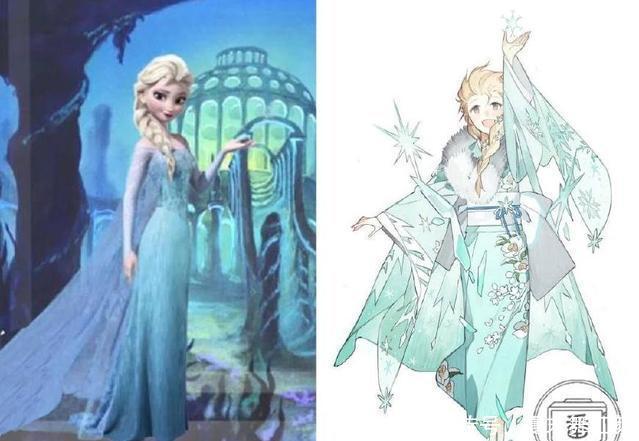 当迪士尼公主们穿上和服后,白雪公主变东方美人,艾莎仙气十足!