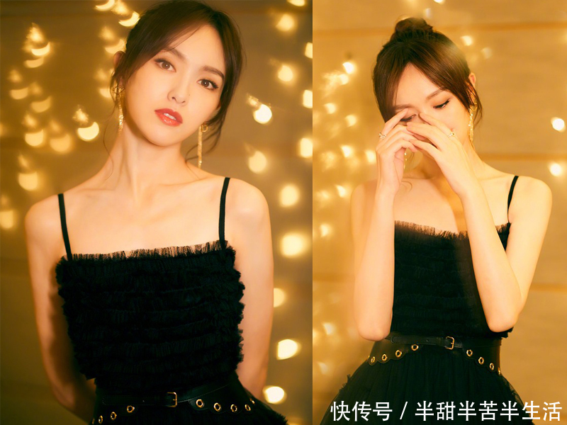 同穿吊带连衣裙，迪丽热巴美了，唐嫣美了，最亮眼的竟然是她！