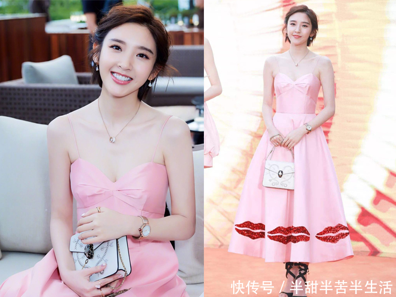 同穿吊带连衣裙，迪丽热巴美了，唐嫣美了，最亮眼的竟然是她！