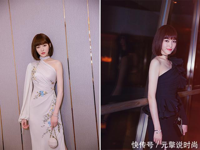唐嫣齐刘海配连衣裙清新如少女，难怪范冰冰和baby也换了同款造型