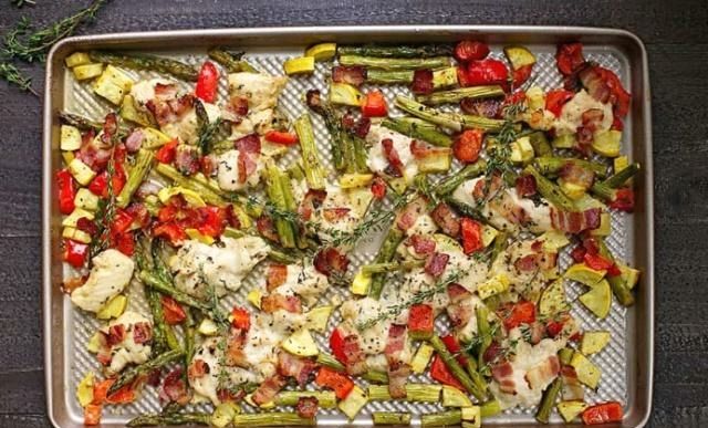  营养：分享营养铁板蔬菜培根烤鸡