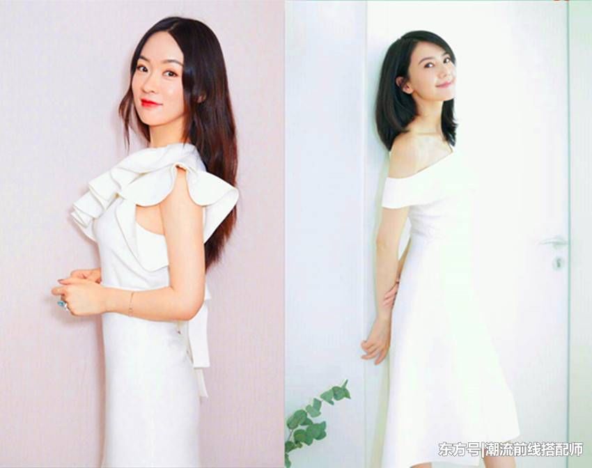 当霍思燕和高圆圆同穿半露肩白裙,网友:见识了少女和女神的差距