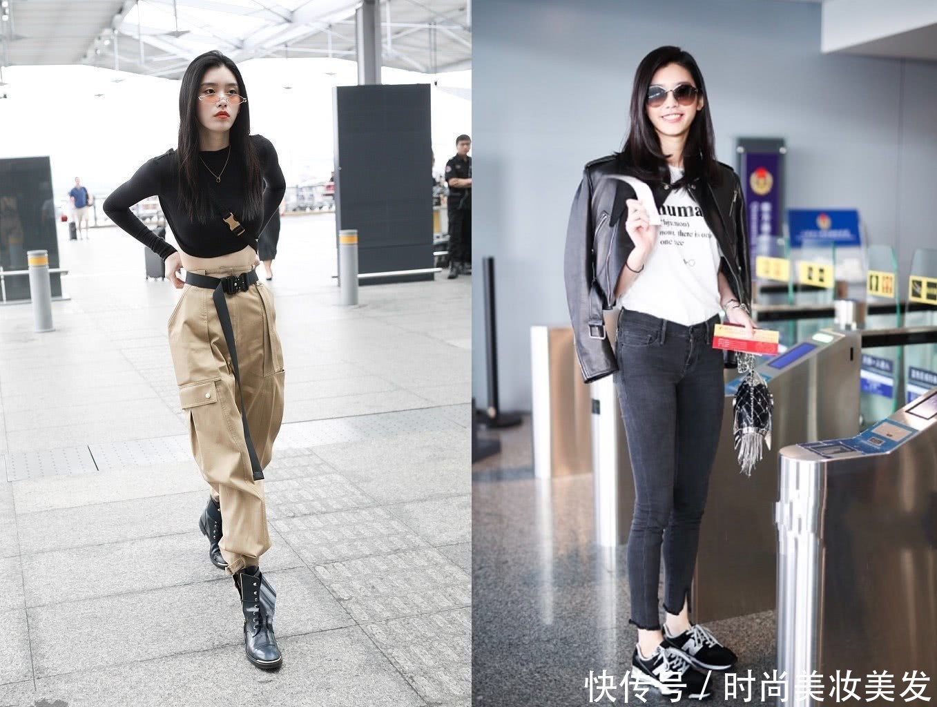 奚梦瑶穿紧身裙现身，却搭了条驼色打底裤，网友：辣眼睛啊！