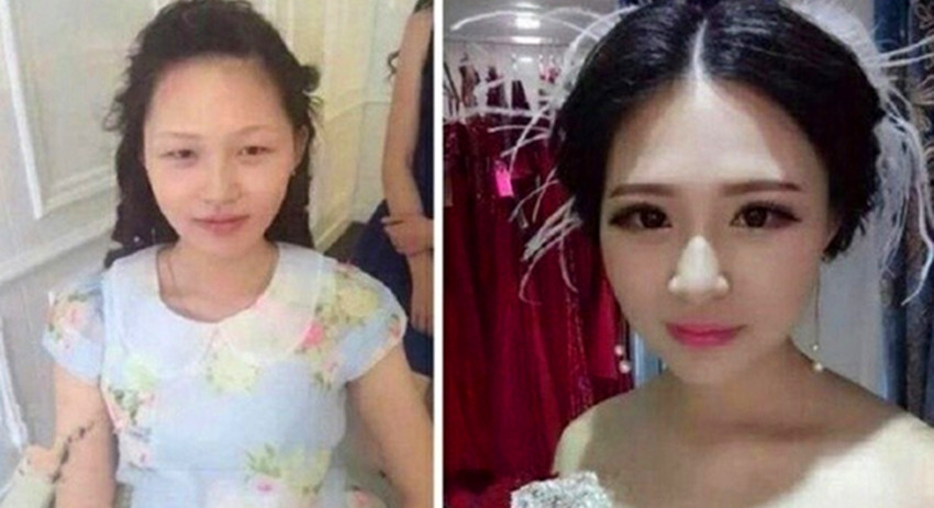 未曾化妆的女子在婚礼当天化妆后，新郎都怀疑自己是否娶错了人