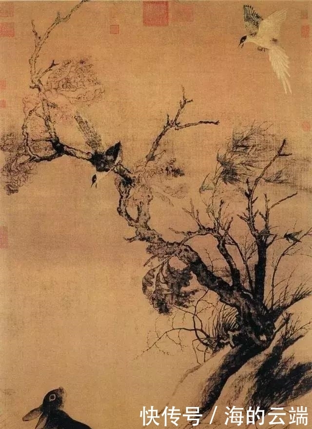 古画■一幅无名古画,放大10倍后,在树干中发现了秘密