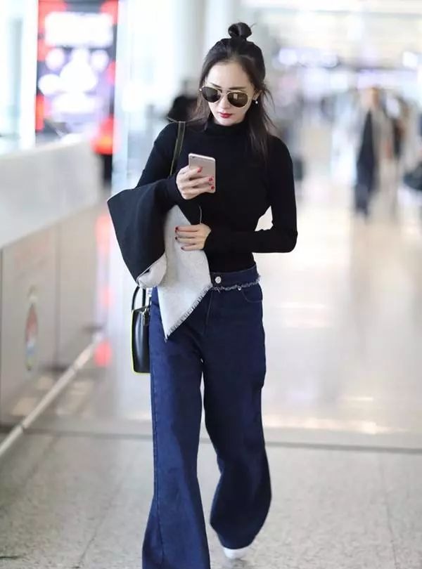  『鞋阔腿』阔腿裤搭配平底鞋，让小个妹子也能拥有时尚！