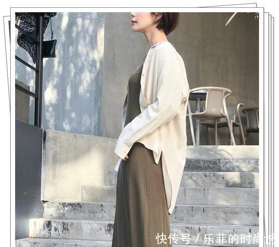 针织连衣@军绿色连衣裙完全不挑人!24种日系穿搭示范,放心享受春季时尚感