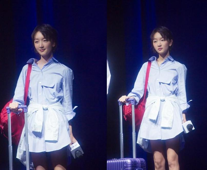 周冬雨真敢穿! 仅仅一件衬衫就能当裙穿, 网友: 个子矮也是优势!