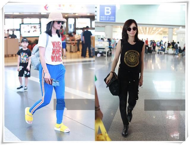 胡可43岁，佘诗曼也43岁，二人同是素颜现机场，差距竟如此尴尬？