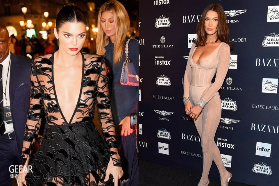 虽然没有好姐妹们性感，穿着水晶连体裤的Gigi Hadid已艳压全场!