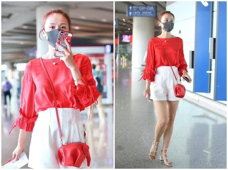 34岁叶一茜红雪纺衫白短裤扮嫩，宫廷华丽熟女风，网友:田亮有福