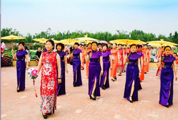 眉县:巾帼旗袍秀 千亩荷塘展风采