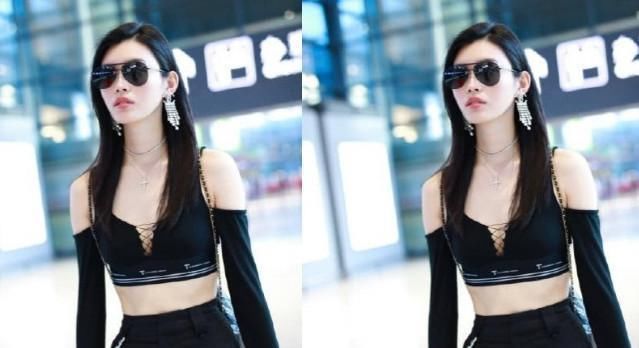 奚梦瑶真疯狂！穿“黑内衣”就走机场网友比漫画腿性感多了！