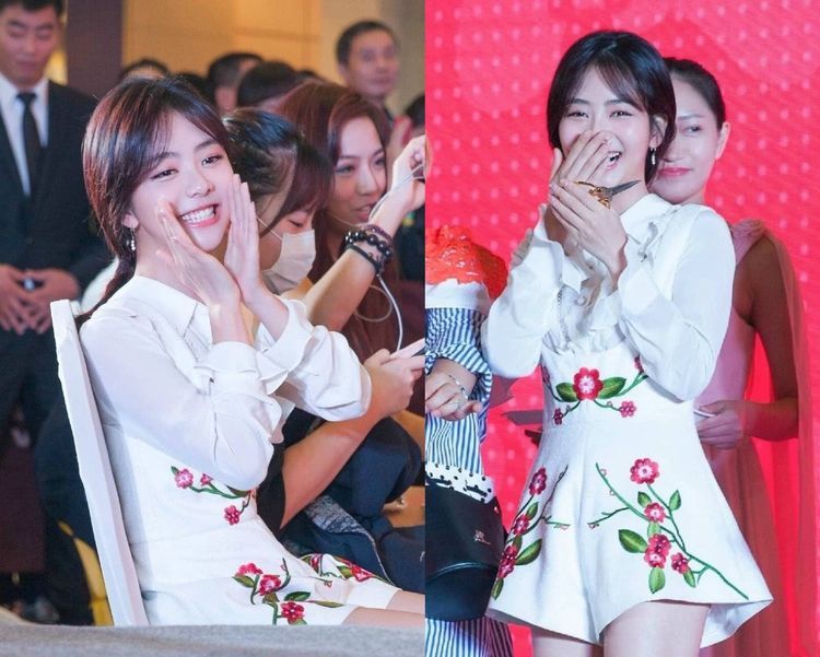 谭松韵穿连体短裤出席活动，腿被P出2米长，网友：能再假一点么