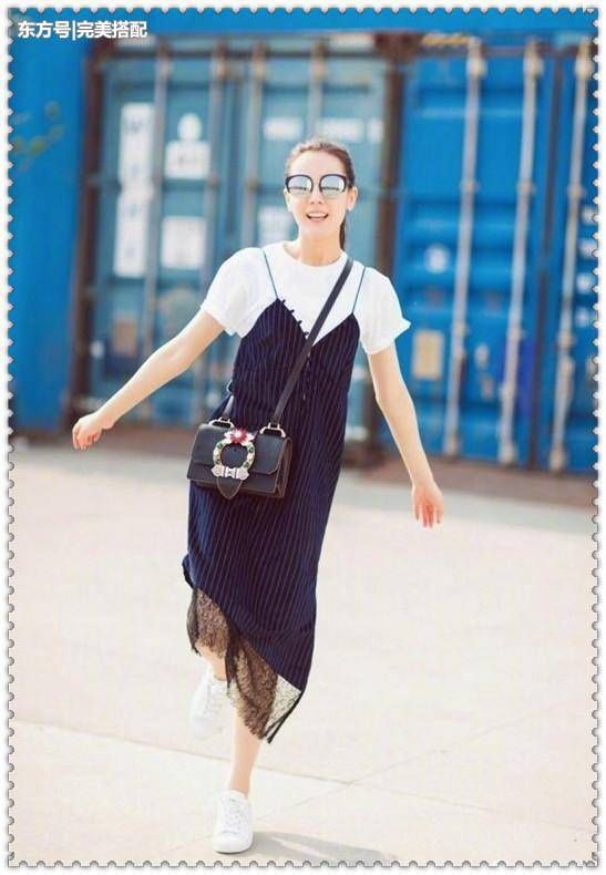 当迪丽热巴和奚梦瑶同穿吊带裙，才知道明星和超模到底差在哪