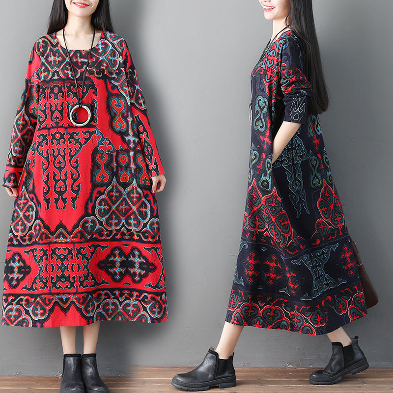 这才是小女人该有的风范!穿这印花裙,复古清新有气质