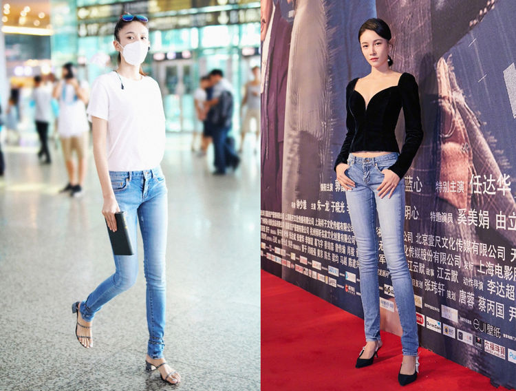 张蓝心才是传说中的“腿玩年”穿上牛仔裤，连杨幂都自愧不如