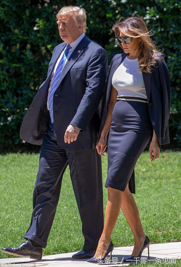 48岁第一夫人身穿黑色西装，秀出美好身材，与72岁特朗普有点搭