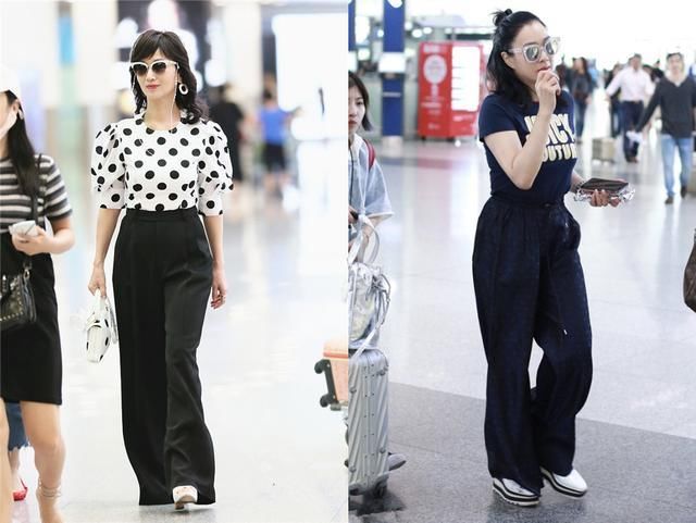 63岁赵雅芝和47岁钟丽缇同穿阔腿裤，终于明白保持身材的重要性