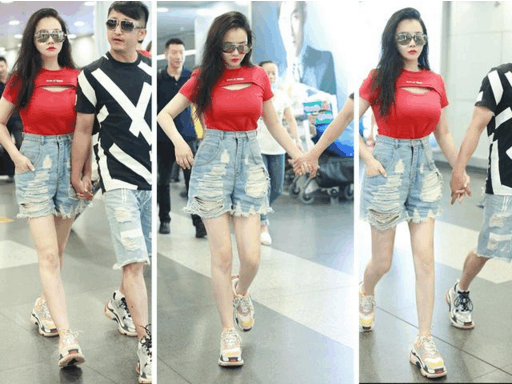 冉莹颖紧出名了, 很窄的裤头硬是穿进去, 网友: 勒这么紧不累吗?