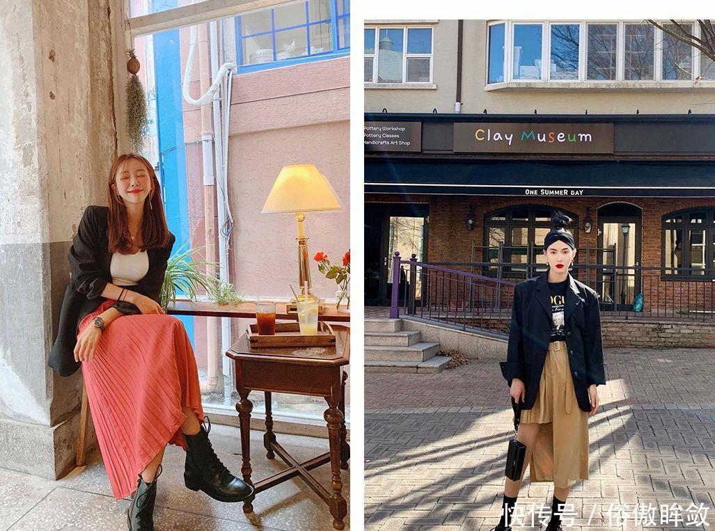 #出门#短西装外套+裙子搭配,出门踏青这样穿,美得路人都侧目