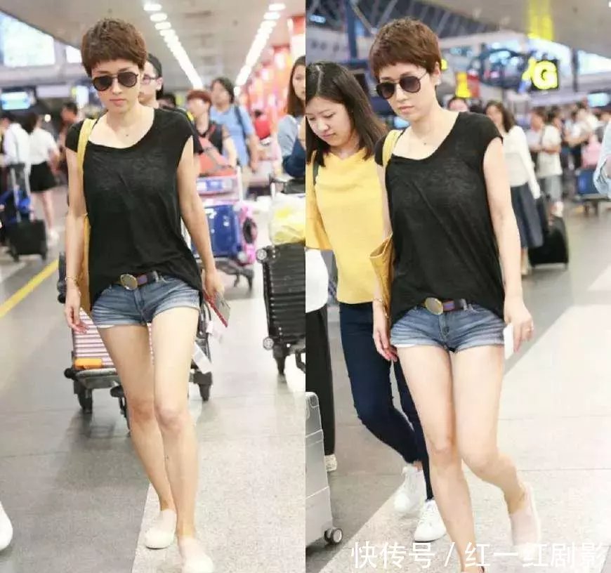 马伊琍真的很敢穿！Slap-up短裤只能覆盖关键部位，网友：长腿