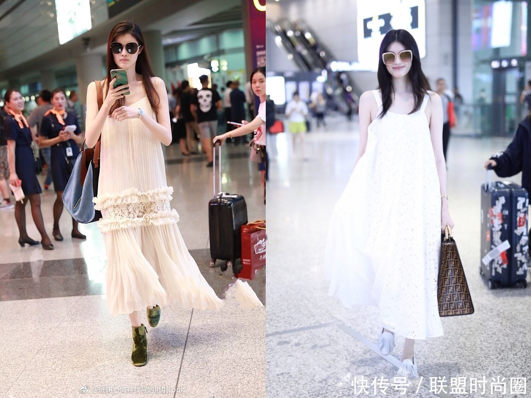 何穗只穿一件衬衫就去机场，惹得路人频回头，网友：必须满分！
