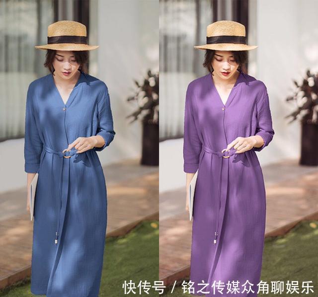 『古典美』不出意外!一条棉麻连衣裙纯净美好,春天穿上舒适又自然