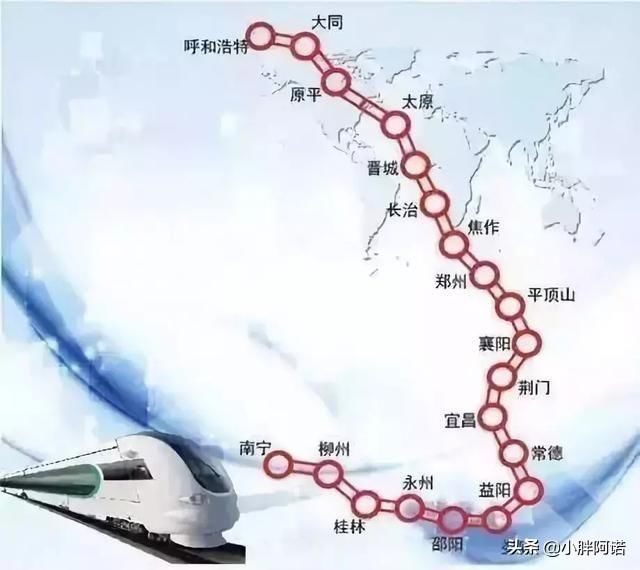 “八横八纵”第五纵——呼南高铁，全线2300公里，途经6省！