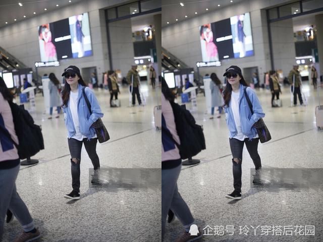 伊能静一身少女打扮现机场，49岁美成20岁！网友：好看的是身材！