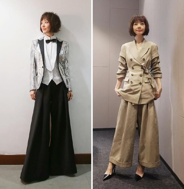 48岁鲁豫终于找回了高衣品，阔腿裤配宽松上衣，简直像换了个人