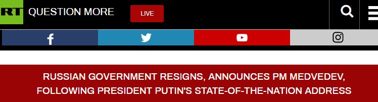 突发！俄政府全体辞职 俄罗斯总理重大宣布