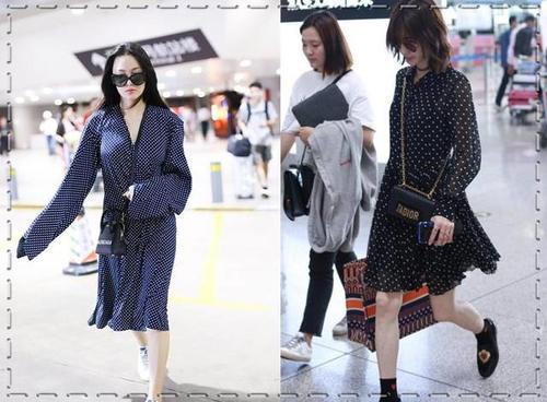 当王丽坤和张馨予同穿波点裙,网友:才知道邋遢和精致差距有多大