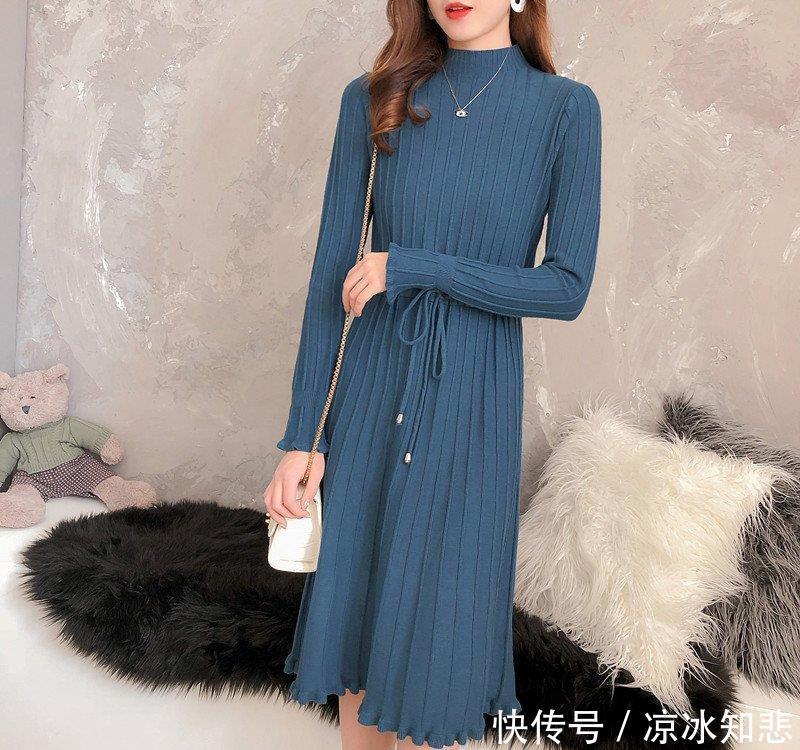 『衣裙』逛街这样穿:毛衣裙 羽绒服!洋气保暖不显臃肿,迷倒一片