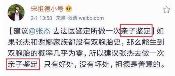 宋祖德喊话谢娜做亲子鉴定,双胞胎女儿陷入窘境,这下张杰脸绿了