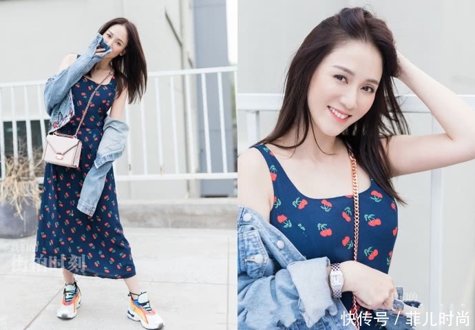 38岁陈乔恩身穿印花裙尽显女神气质，然而看到未修图一秒尴尬！