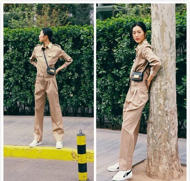 显得|刘雯工装风套装街拍英姿飒爽,拍出好莱坞时尚特工大片的感觉