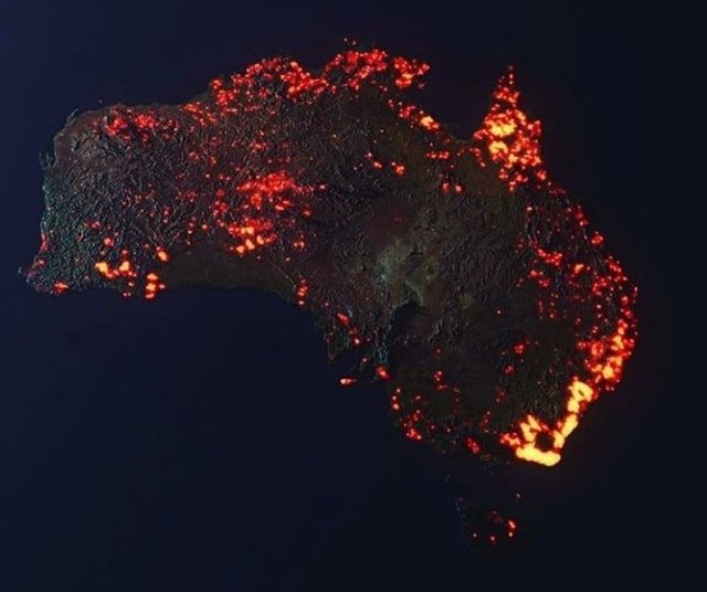 澳大利亚大火卫星图